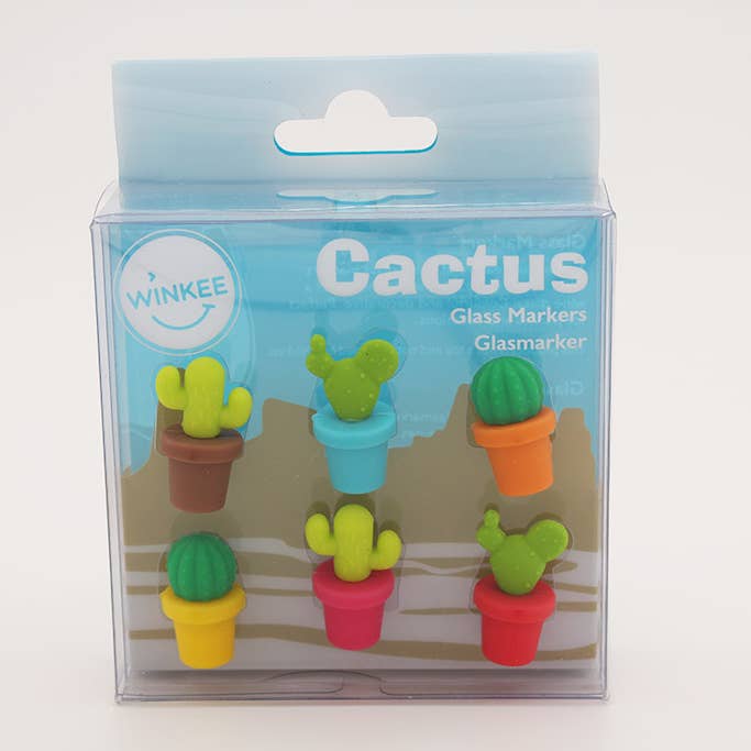 MAGS - Wholesale Drink Topper - Cactus glass marker | 6 pieces in a set1