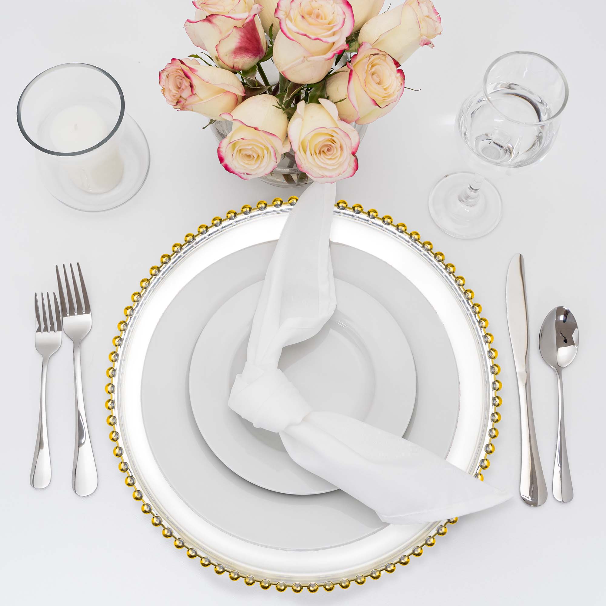 Portofino International Trading, USA - Wholesale Charger Plate - Beaded Rim Plastic Charger Plate 12½" - Gold1