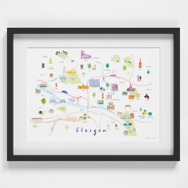 Karta över Glasgow - A3 Skriv ut för wholesale av Holly Francesca