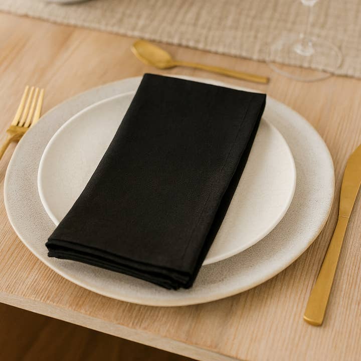 Black Pure Linen 20" Dinner Napkin for wholesale by Fennco Styles