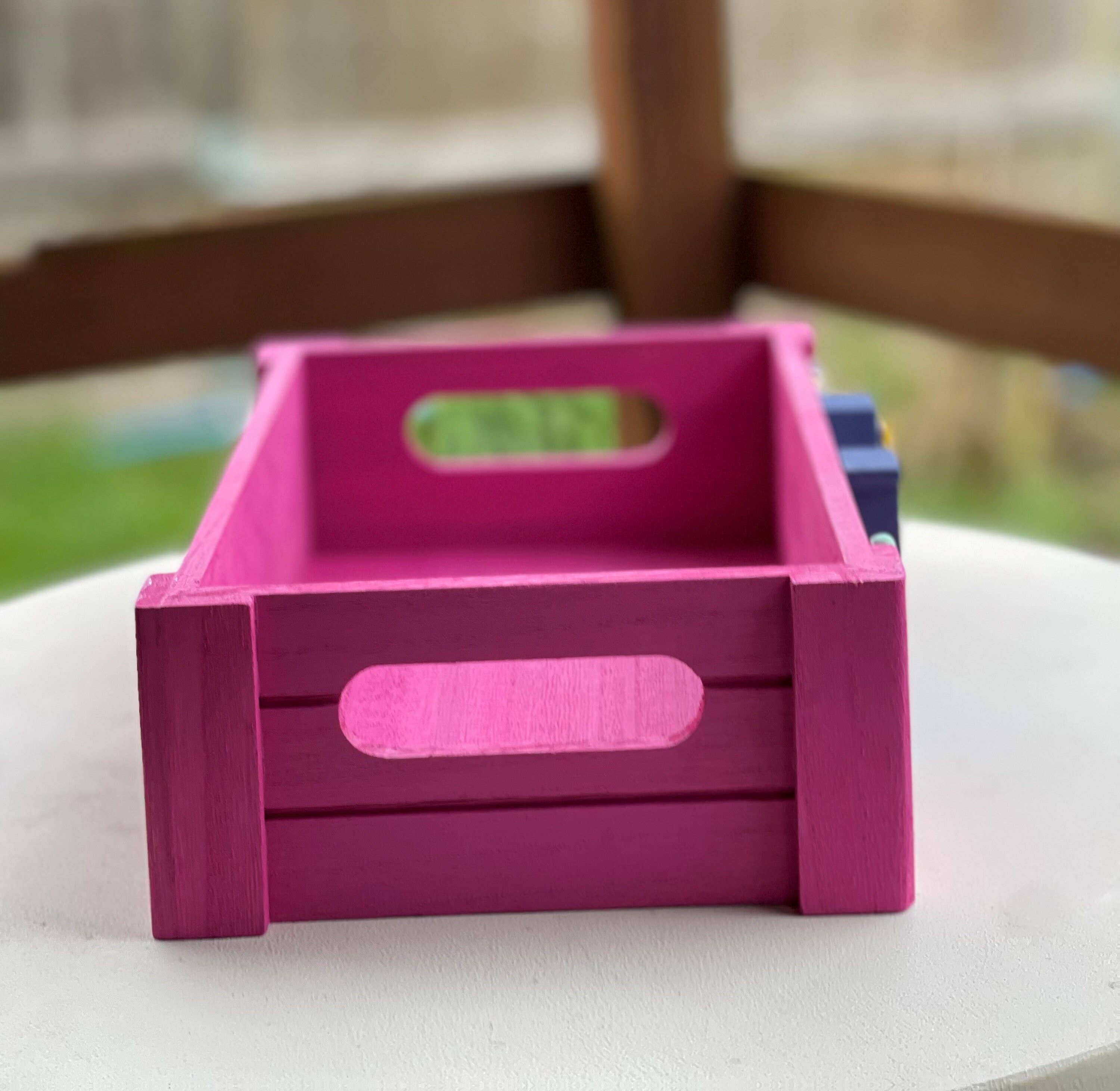 Rainbow Craft Studio – wholesale Decorative box – Personalised small wooden letter box / crate book toy teddy memories5