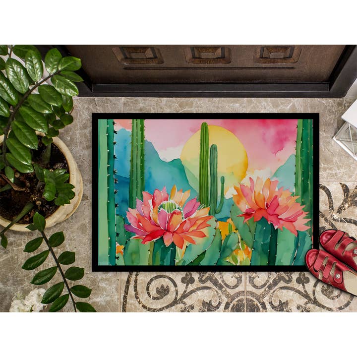 Tapis Arizona Saguaro Cactus Blossom à l'aquarelle pour intérieur ou extérieur 24 x 36 pour la vente par Caroline's Treasures