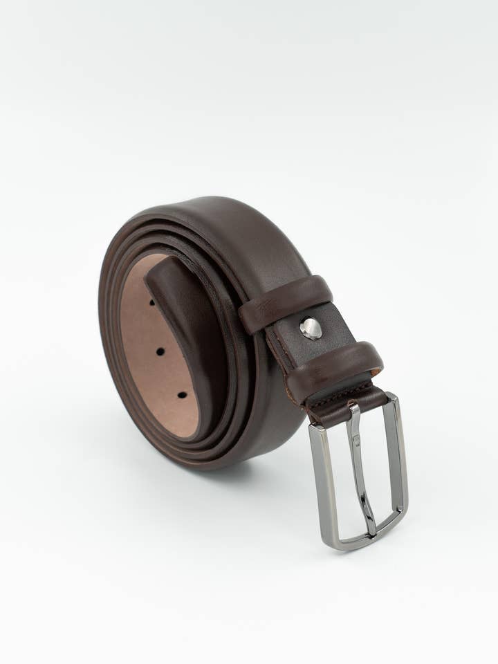 GERZONE GENUINE LEATHER CLASIC BELT BROWN EBL-009 for wholesale by GERZONE