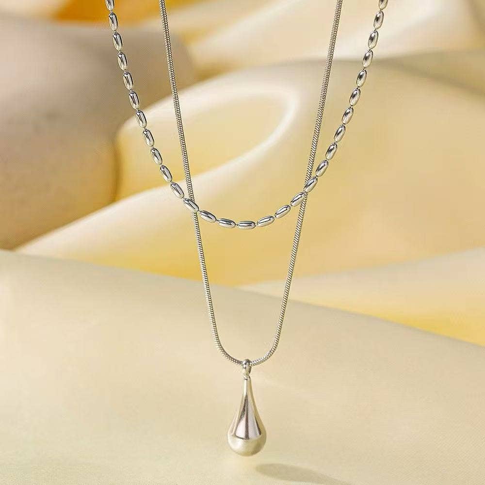COSMOS - Wholesale Pendant/Charm Necklace - Double wrap stainless steel necklace, drop pendant0