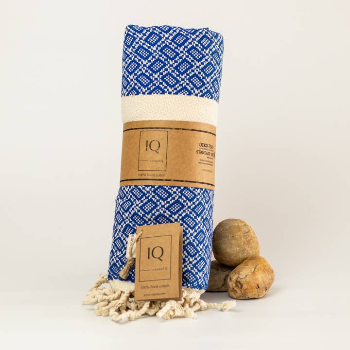 Hammam towel | Sauna towel | Beach towel | Bolivia | Blue | 180x100cm for wholesale by cotonIQ