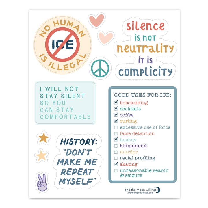 NEW! Fight fascism: sticker sheet for wholesale by and the moon will rise