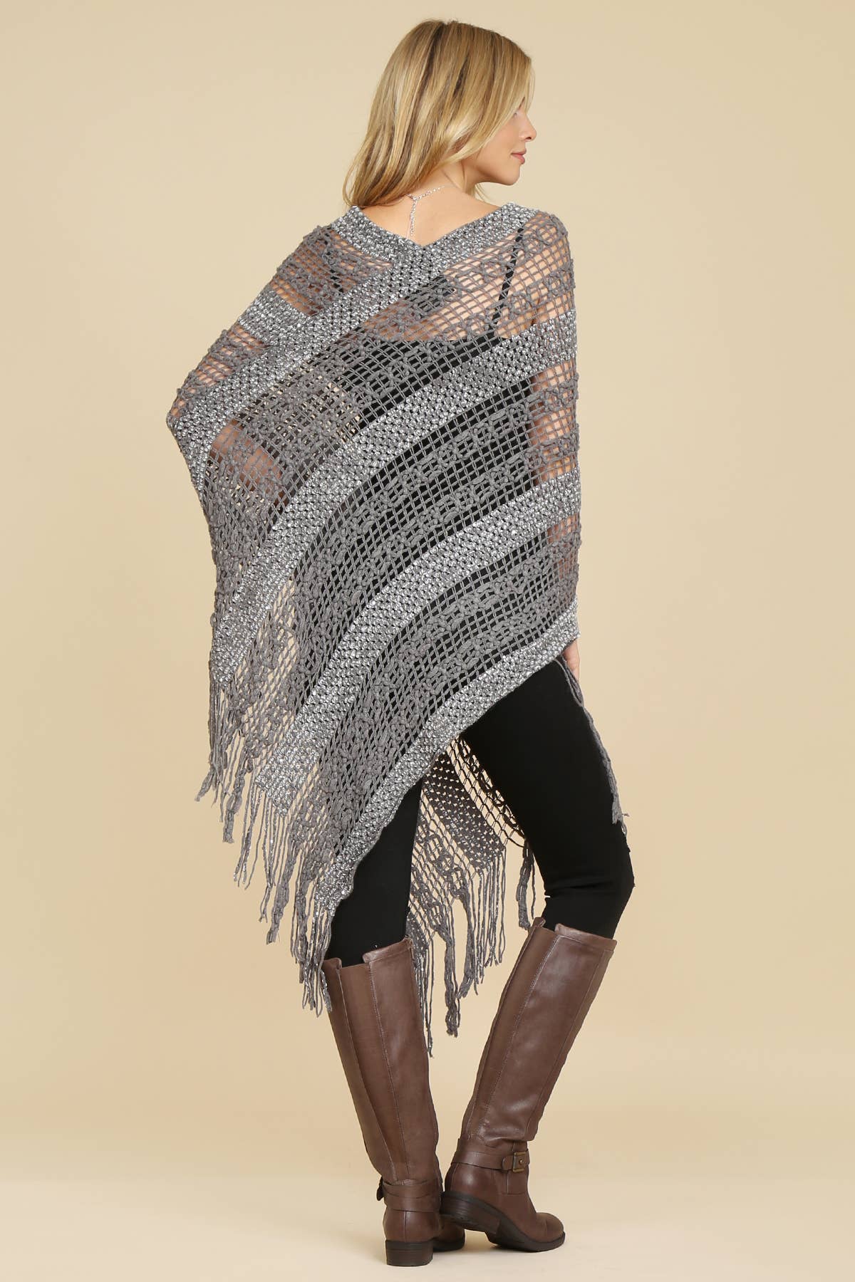 MYS Wholesale Inc - Wholesale Poncho - Women's - Crochet Native Pattern Breezy Poncho22
