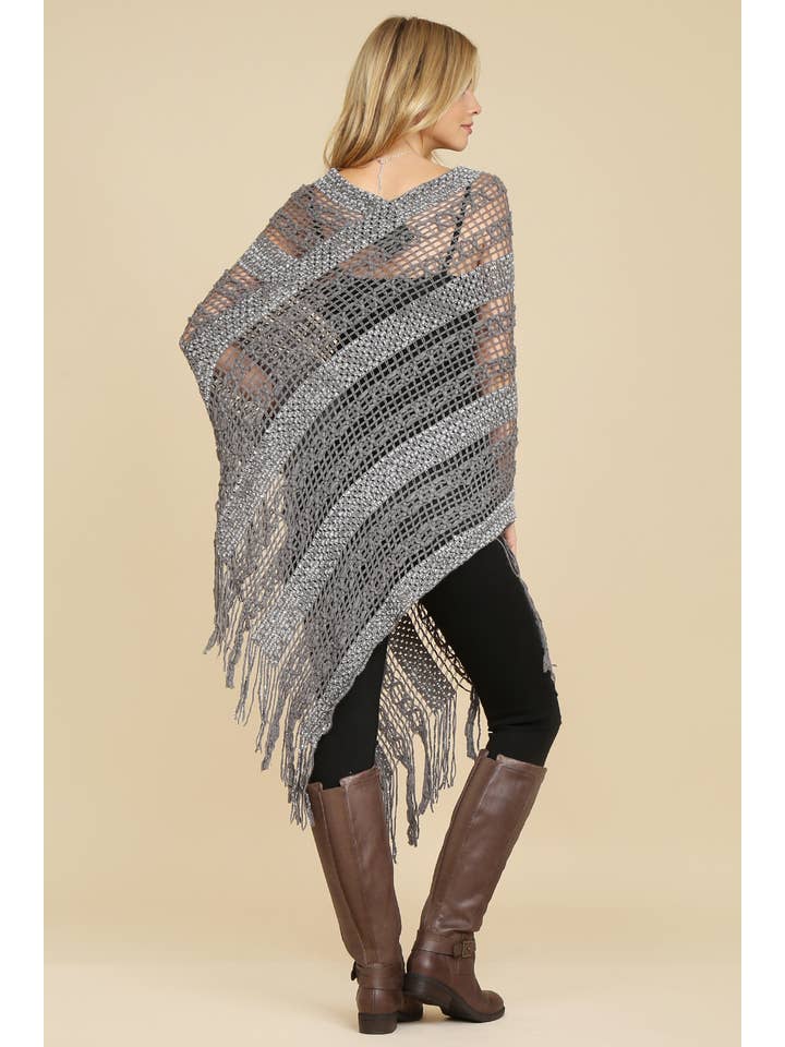 MYS Wholesale Inc - Wholesale Poncho - Women's - Crochet Native Pattern Breezy Poncho14