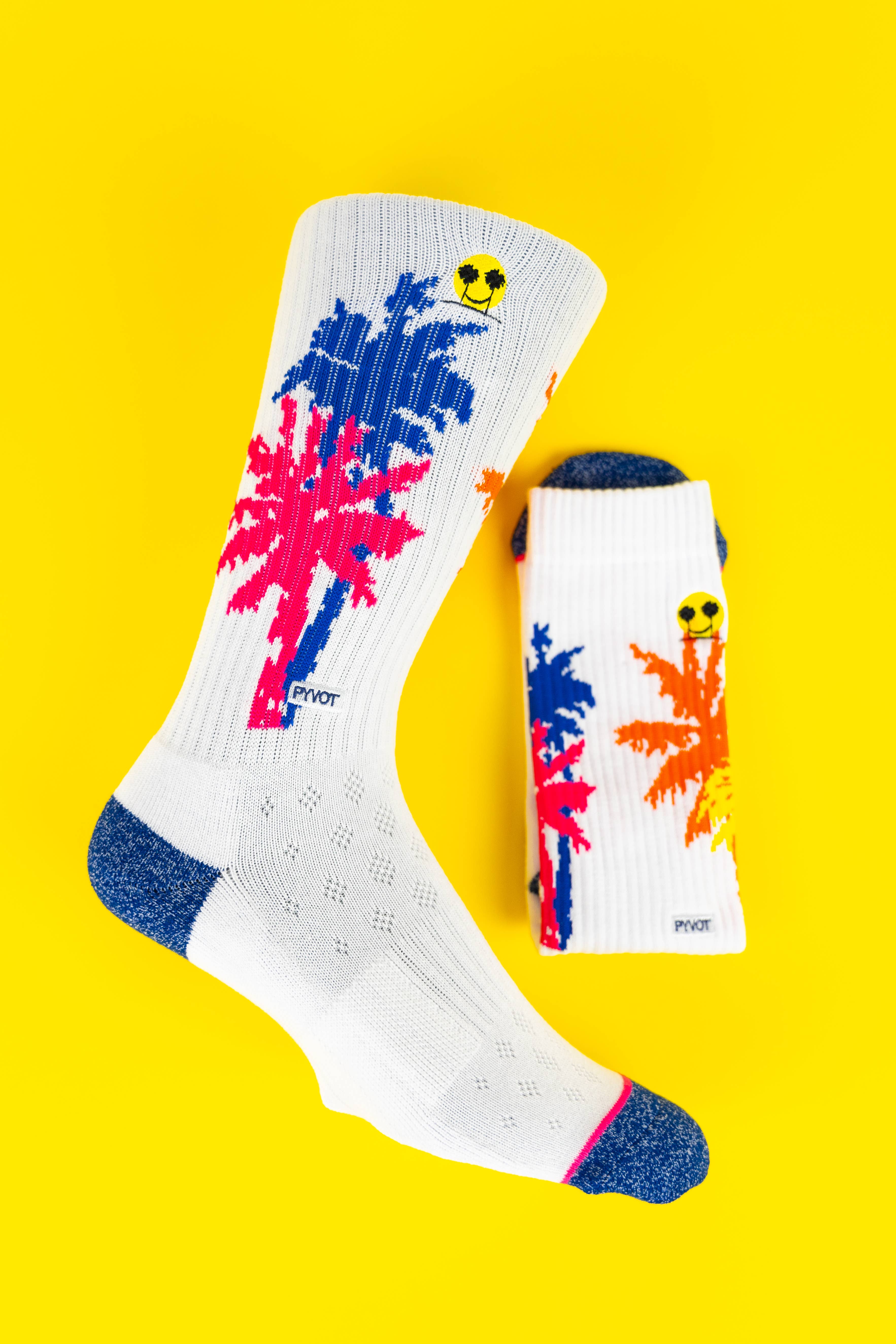 White Re:Lax Sunset Palms Socks for wholesale on Faire7