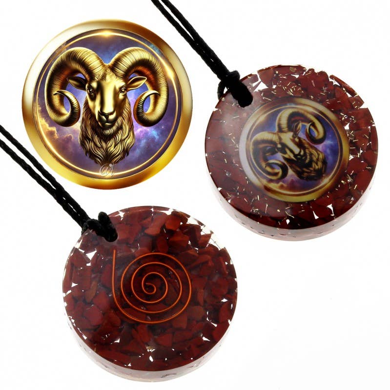 UniArt – Großhandel Spiritueller Stein/Kristall – Orgonit-Anhänger mit Sternzeichenfigur0