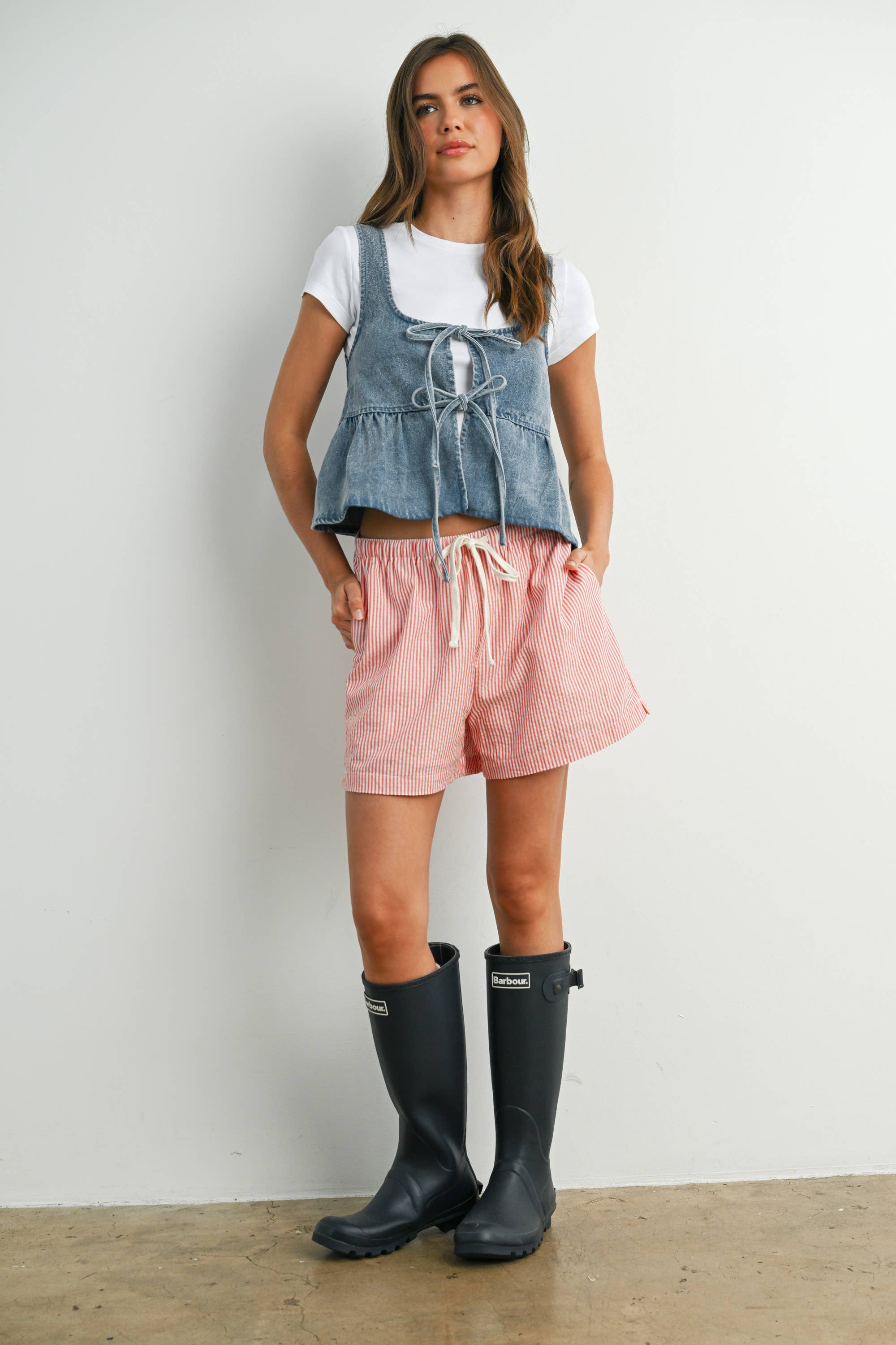 BUTTERMELON - Wholesale Camisole - Women's - Ruffled Hem Tie-Front Tank Top - BMT774412