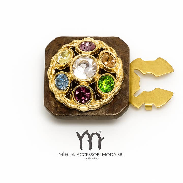 Mirta Accessori Moda - Wholesale Brooch - Multicolor crystal button cover