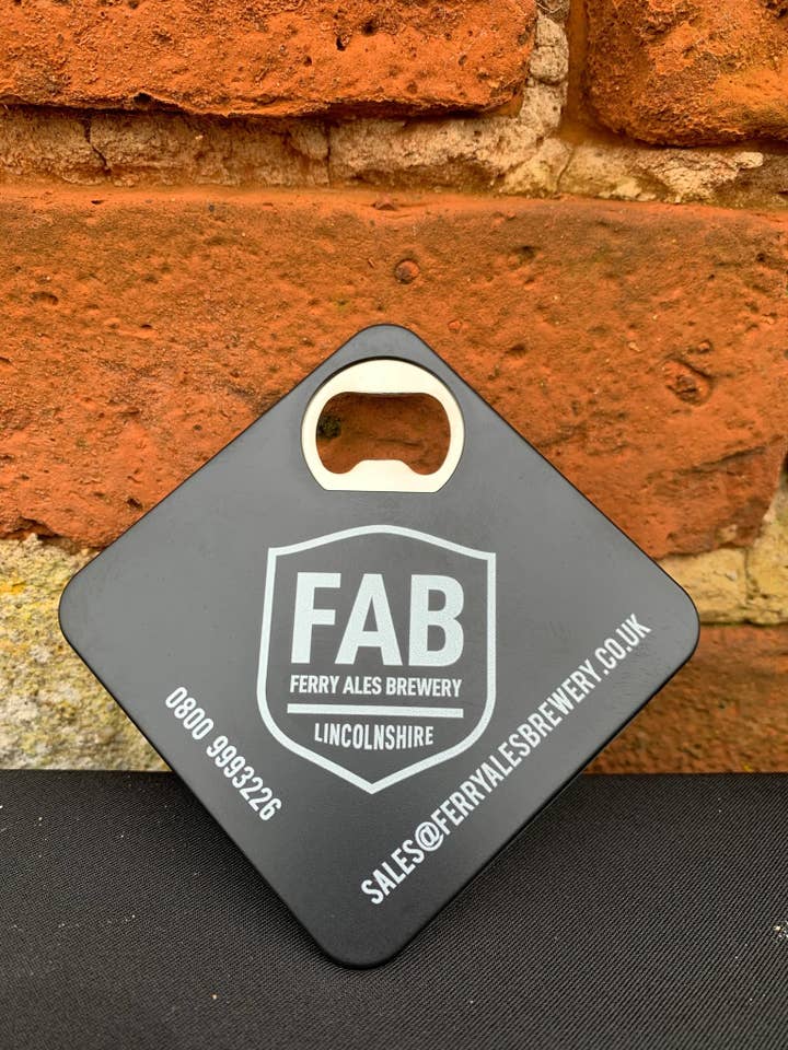Bottle Opener and Coaster for wholesale by Ferry Ales Brewery