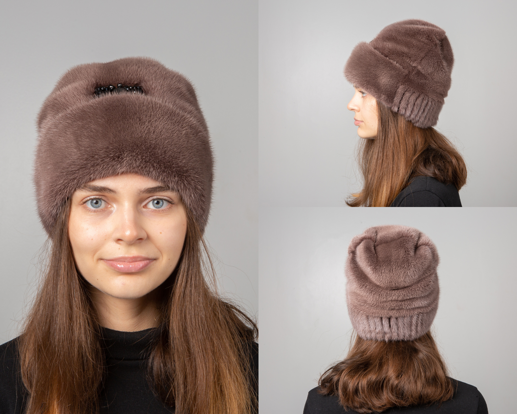 FurStyleUa – Casaco de pele/imitação de pele - Mulher por atacado – Chapéu de Pele de Visão Feminino Inverno Luxo Chapéus de Pele de Visão Verdadeira2