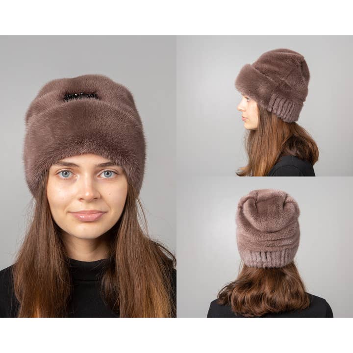 FurStyleUa – Casaco de pele/imitação de pele - Mulher por atacado – Chapéu de Pele de Visão Feminino Inverno Luxo Chapéus de Pele de Visão Verdadeira2