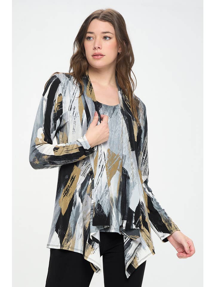 Jostar - Wholesale Jacket - Women's - BNS Brush Strokes Print Mid Cut Jacket - 428BN-LRP1-W379