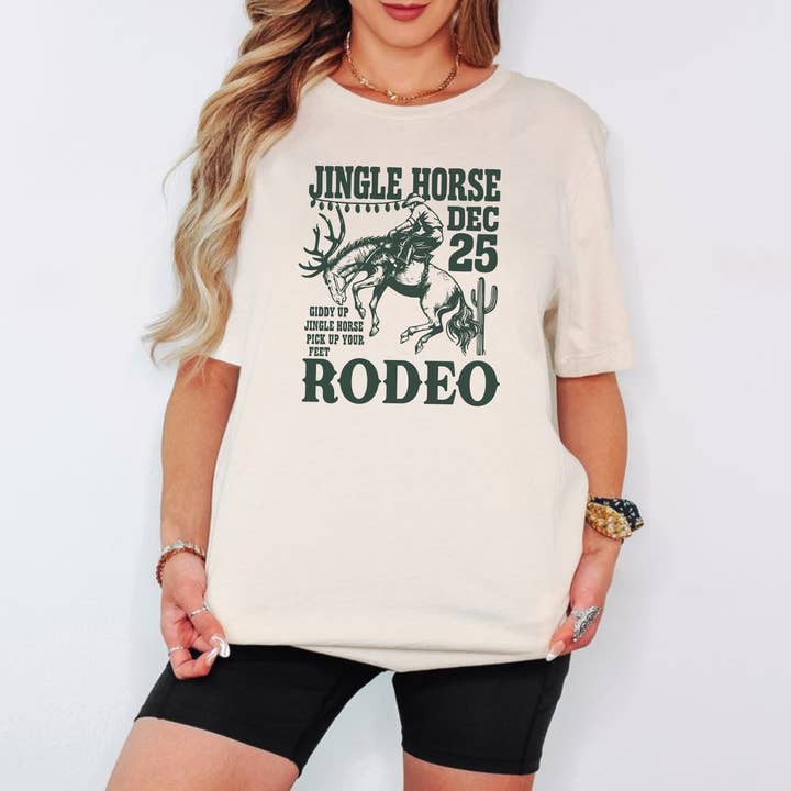 Maglietta di Natale – Rodeo del Cavallo Jingle – Vintage Western per la vendita all'ingrosso da parte di Stiles Tee Co.