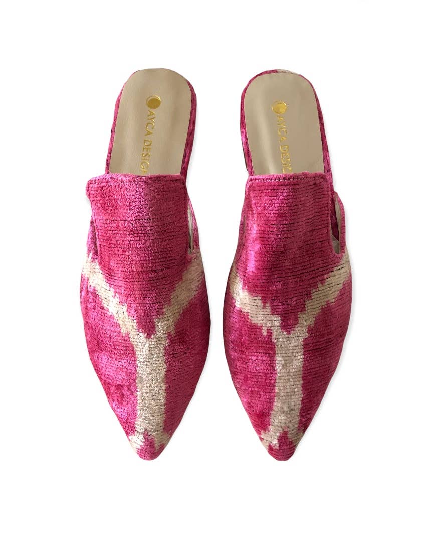AYCA DESIGN - Wholesale Mules - Women's - Silk Velvet Ikat Point Toe Slide0
