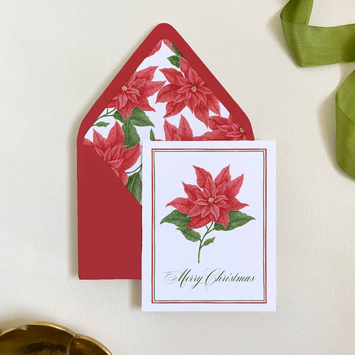 Poinsettia Card Set for wholesale by Gloster Road Co.