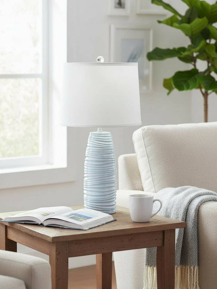 Nude/Atlantic Grey Wave Table Lamp for wholesale by Coast Lamp Mfg