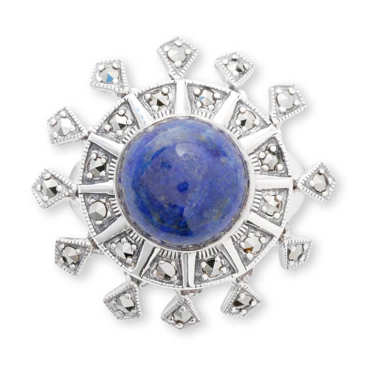 Bague pendante en lapis marcassite pour la vente par Griffin Vintage