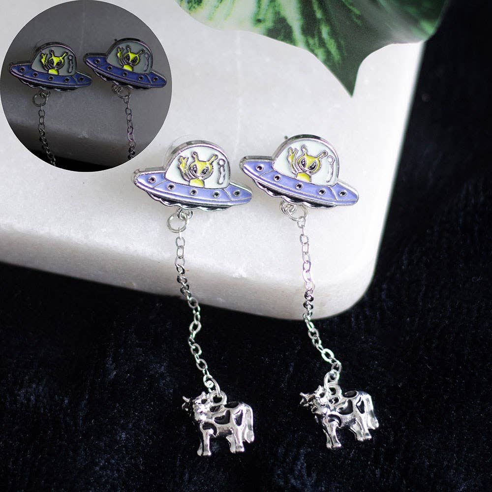 WONDER IMPORTS AUSTRALIA - Wholesale Dangle earrings - Alien Abduction Dangle Earrings Glow in the Dark