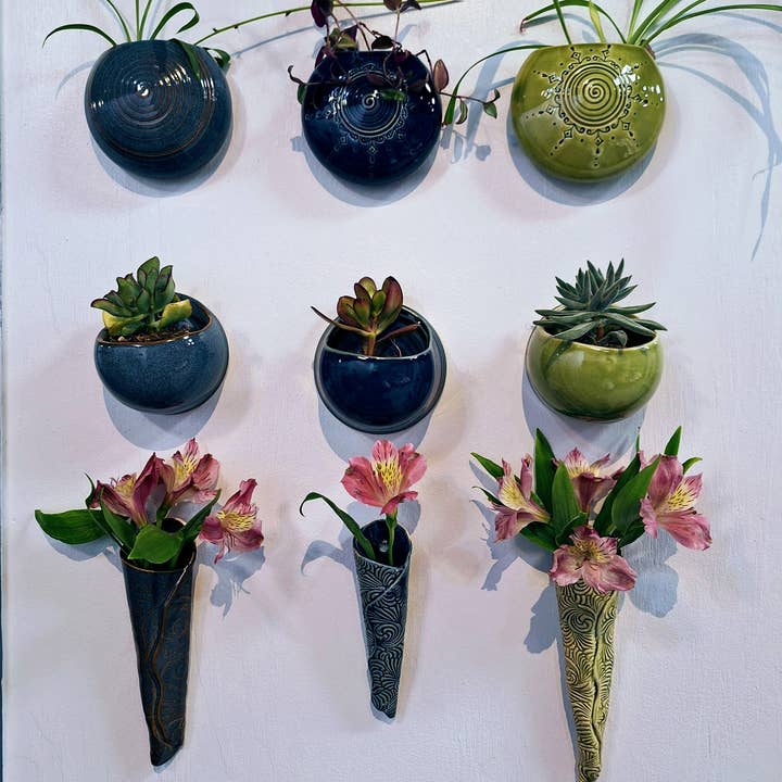 Plays in Mud Pottery - Wholesale Wall Planter - Succulent Wall Planter- Handmade Pottery- Made to Order2