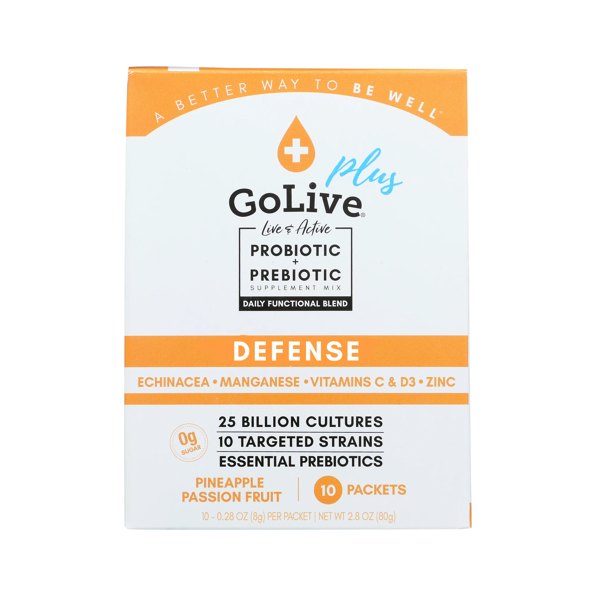 GoLive & Lively Wellness - Venta al por mayor Suplementos/vitaminas para beber - Defensa Inmunológica Sinbiótica (Probiótico + Prebiótico) 10 Sobres1