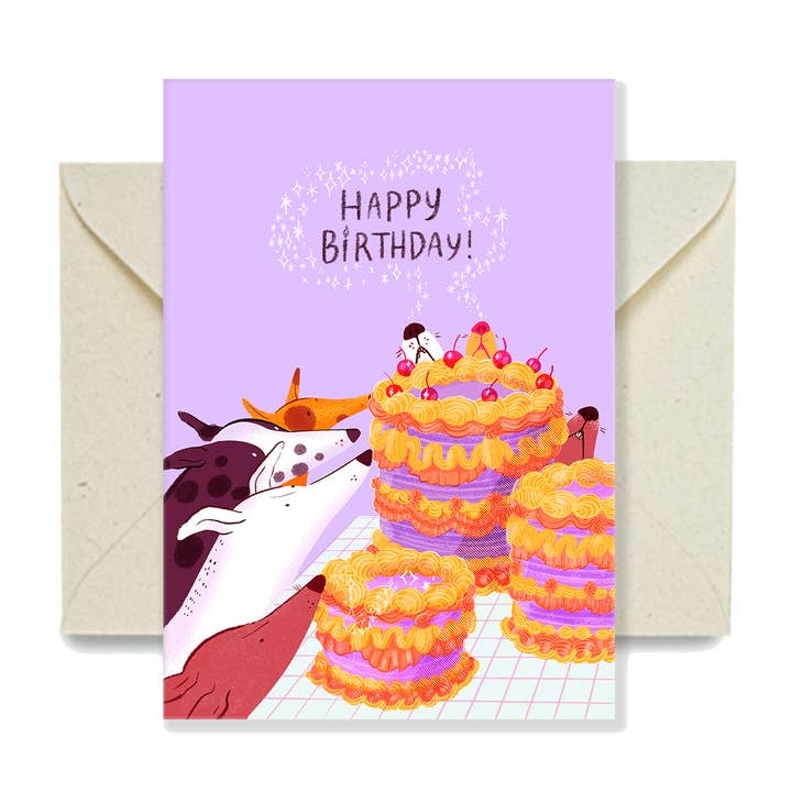 Snoot Cake, A6 Greetings Card for wholesale by Bryony Moss Illustration
