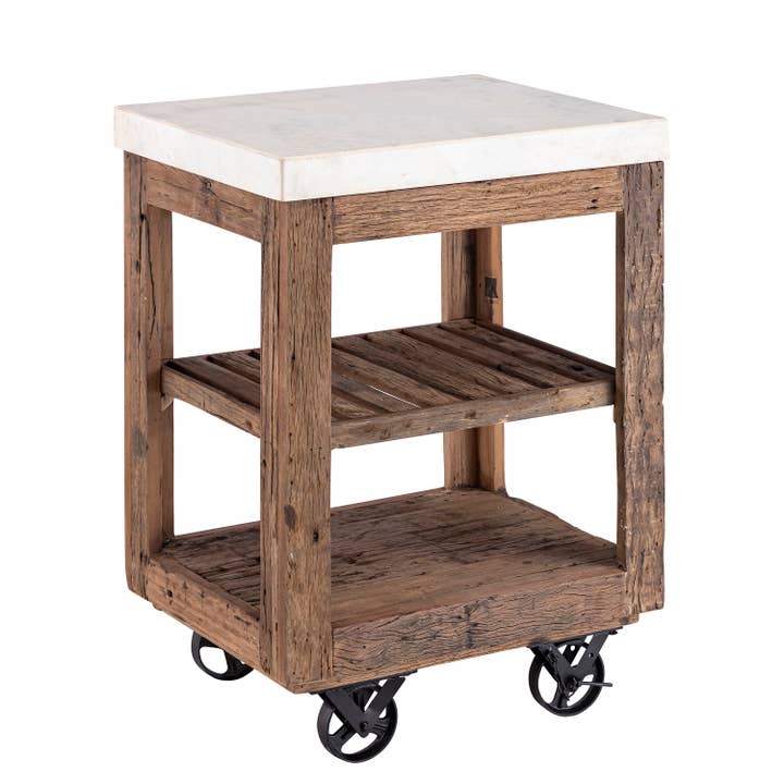 Natural Sm Wooden Kitchen Island on Wheels for wholesale on Faire2