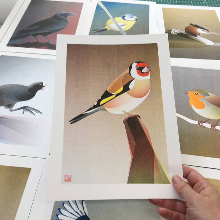 VrijFormaat - Vendita all'ingrosso Stampa artistica - Stampa Riso - Cardellino Europeo - Stampa artistica di uccelli - Formato A41