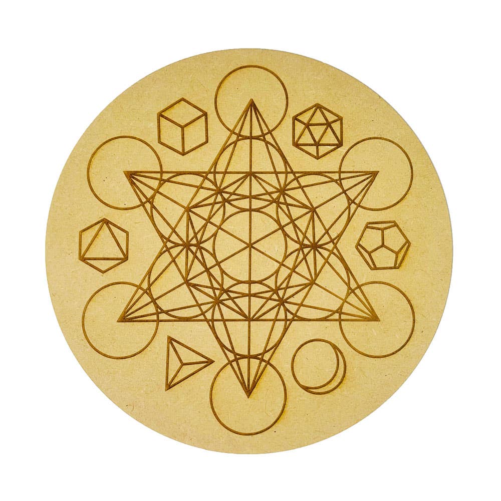 France Mineraux - Wholesale Crystal Charging Plate - Star And Compass Charging Plate - Carved Wood1