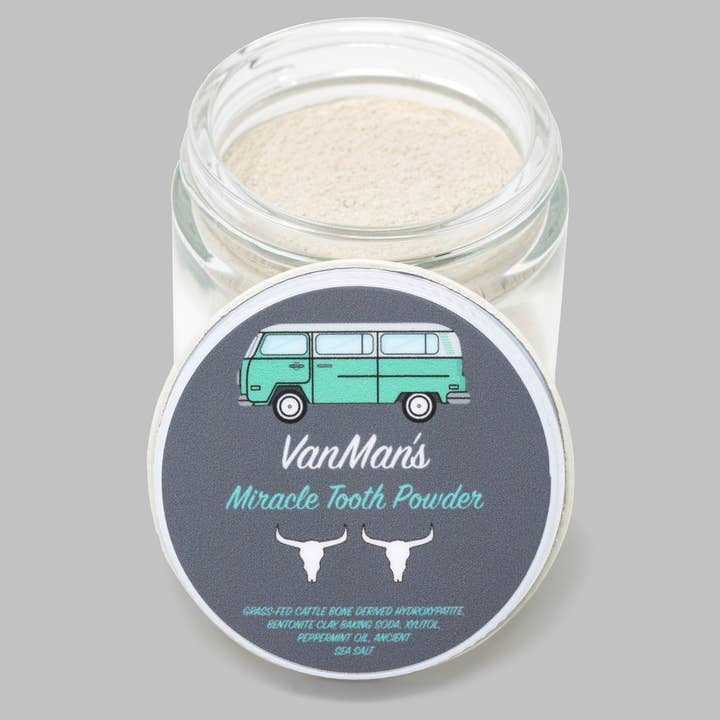 The VanMan Company - Vente Dentifrices - Poudre dentaire VanMan's Miracle - Mint-Bone 2 oz