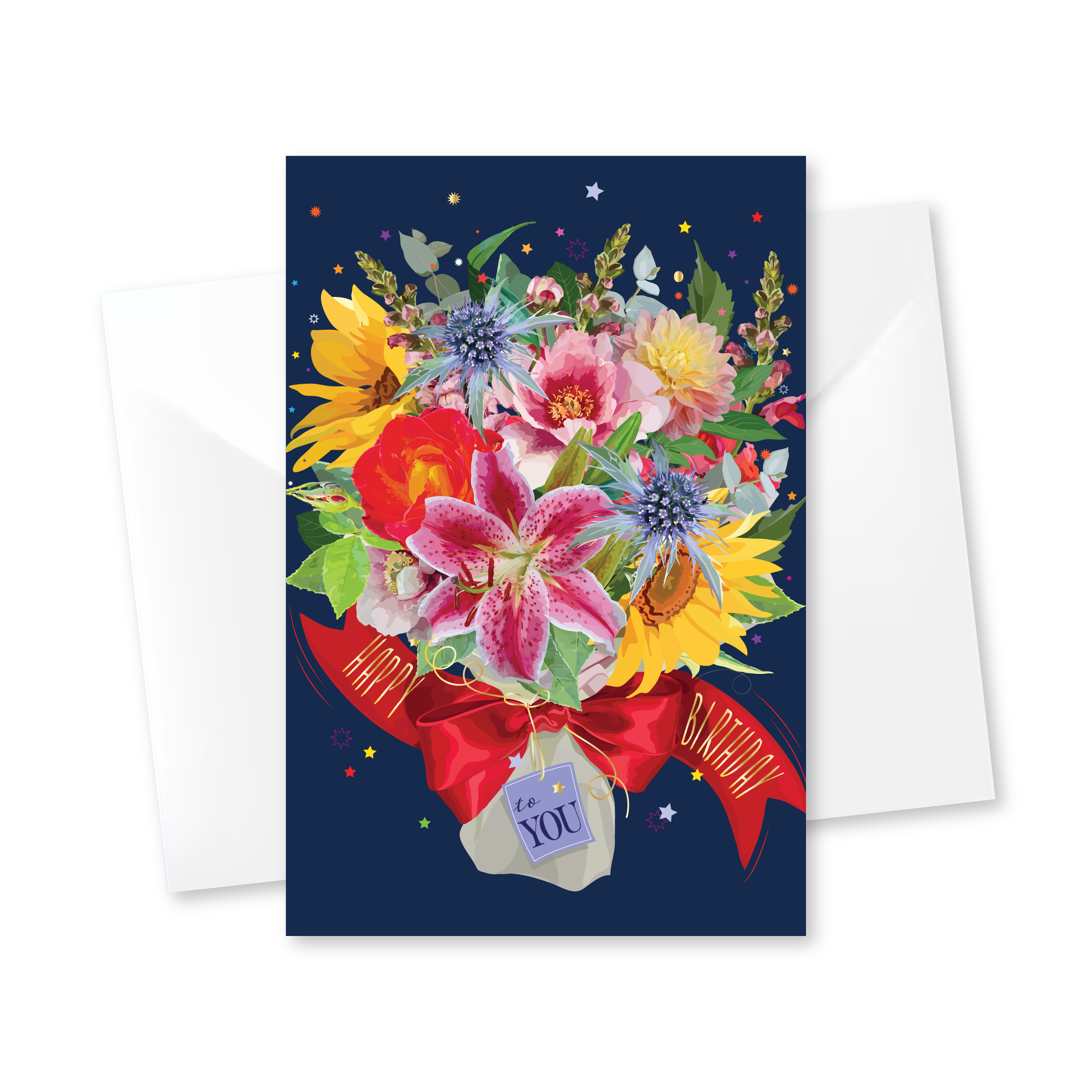 The Red Barn Press - Wholesale Gift Tag - Birthday Enclosure Card | Birthday Floral Bouquet Gift Tag1