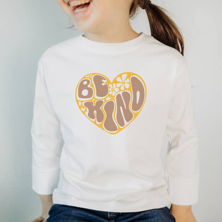 Be Kind Toddler Girls Long Sleeve Graphic T-Shirt for wholesale by 6Heart Collective, LLC