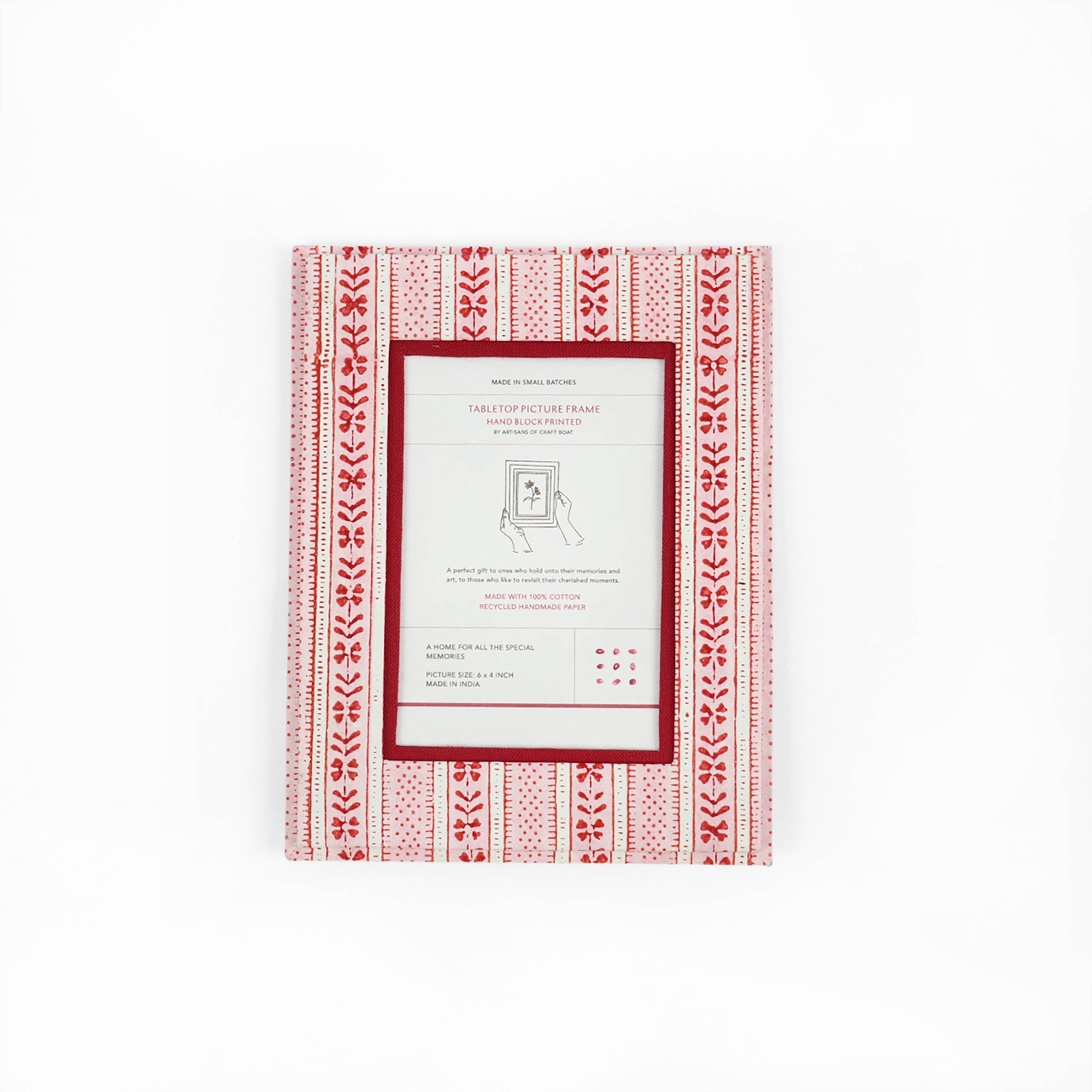 Craft Boat - Wholesale Picture frame - TABLE TOP PICTURE FRAME - HOLIDAY EDIT FLORAL STRIPE RED