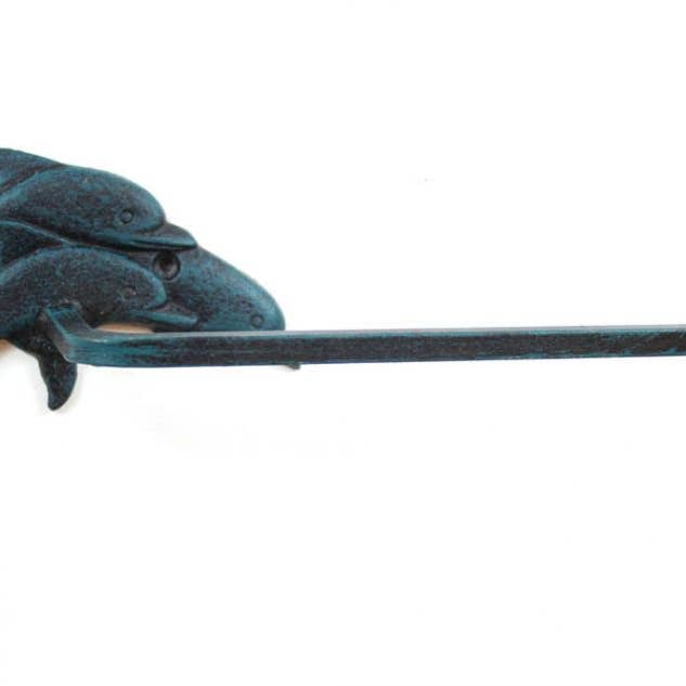 Seaworn Blue Cast Iron Decorative Dolphins Toilet Paper Hold for wholesale by Hampton Ironworks