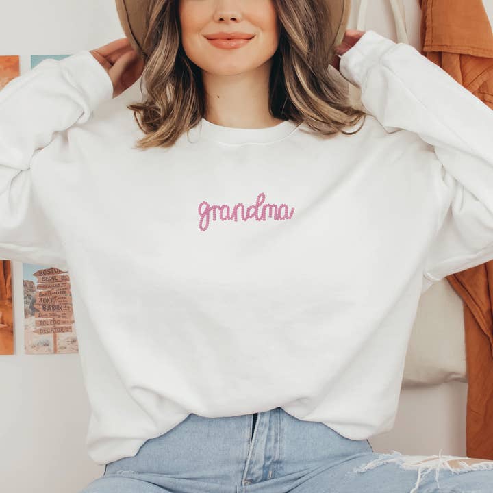 P E T I T R U E - Wholesale Sweatshirt - Women's - Embroidered Grandma Sweatshirts Cute Grandma Sweater Gifts