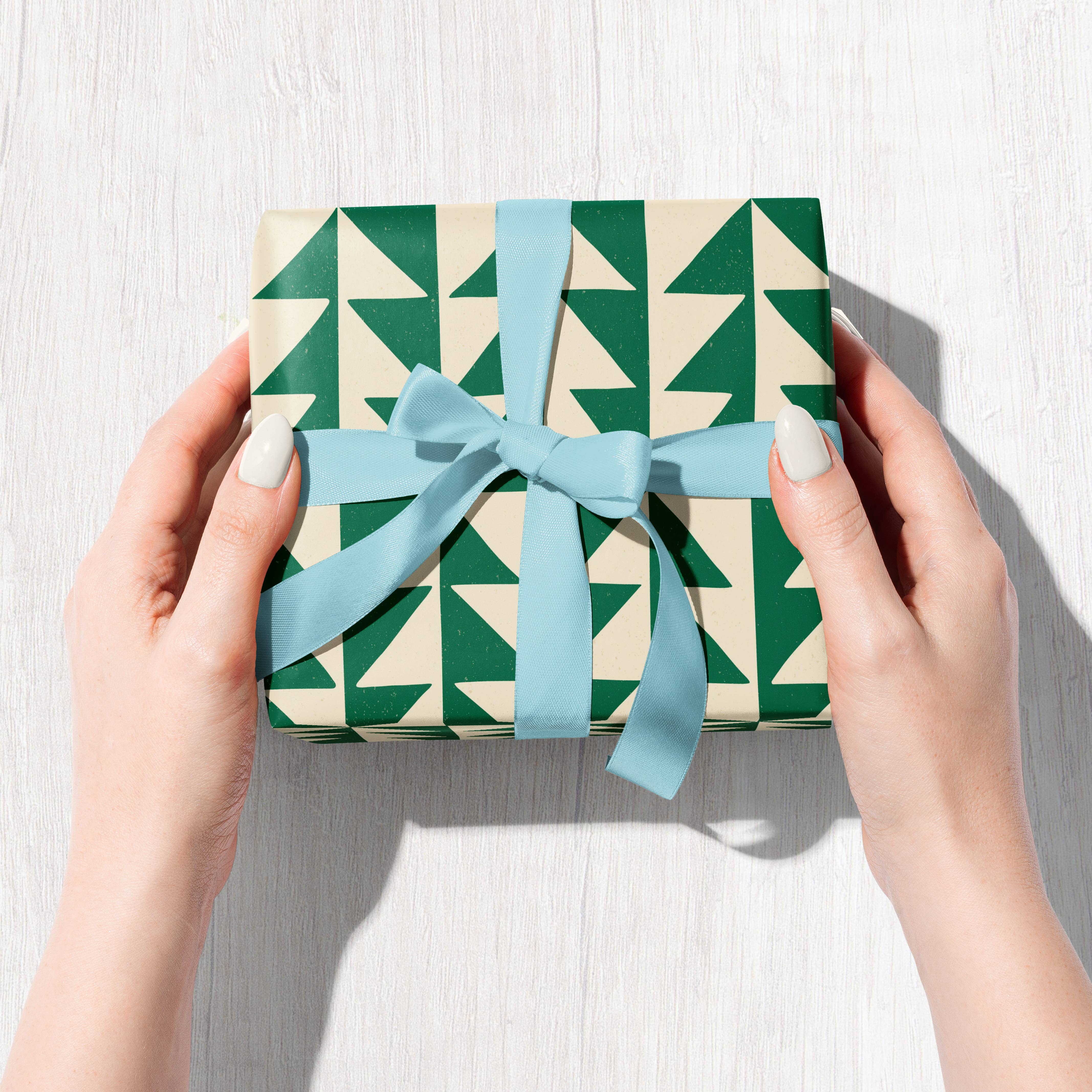 Bird & Co Studio - Wholesale Flat Wrap - Geo Pines | Retro Christmas Tree Recycled Gift Wrap Paper3