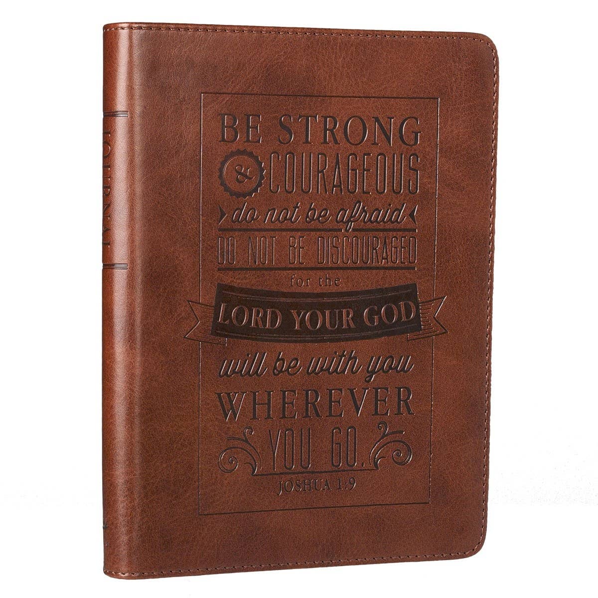 Christian Art Gifts - Wholesale Journal/Diary - Journal Handy Brown Strong & Courageous Josh. 1:91