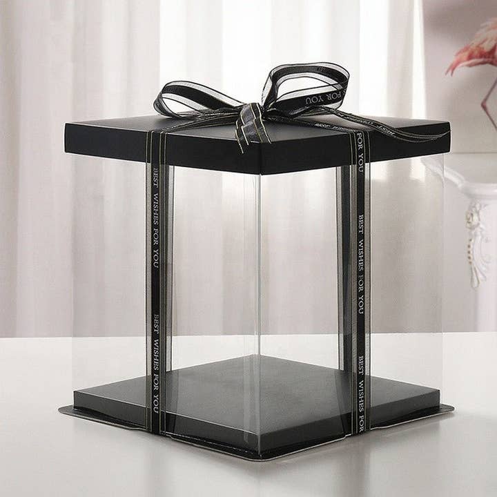 Elegant Design Supply - Vente Coffrets cadeaux - Grande boîte carrée transparente et claire avec base et couvercle2