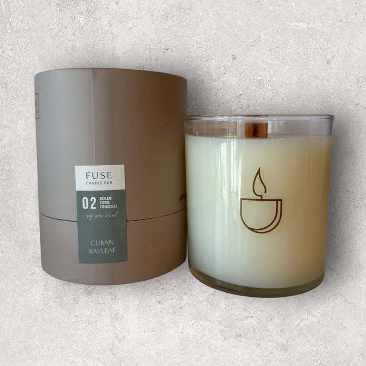 Cuban Bayleaf 9 oz Soy Wax Blend Candle | Wood Wick for wholesale by Fuse Candle Bar