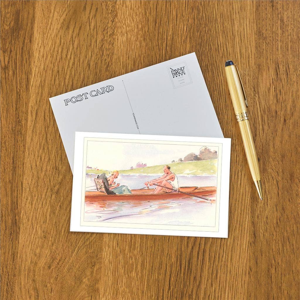 Found Image Press - Wholesale Postcard - Postcard OL-60 Rower in Scull with Woman1
