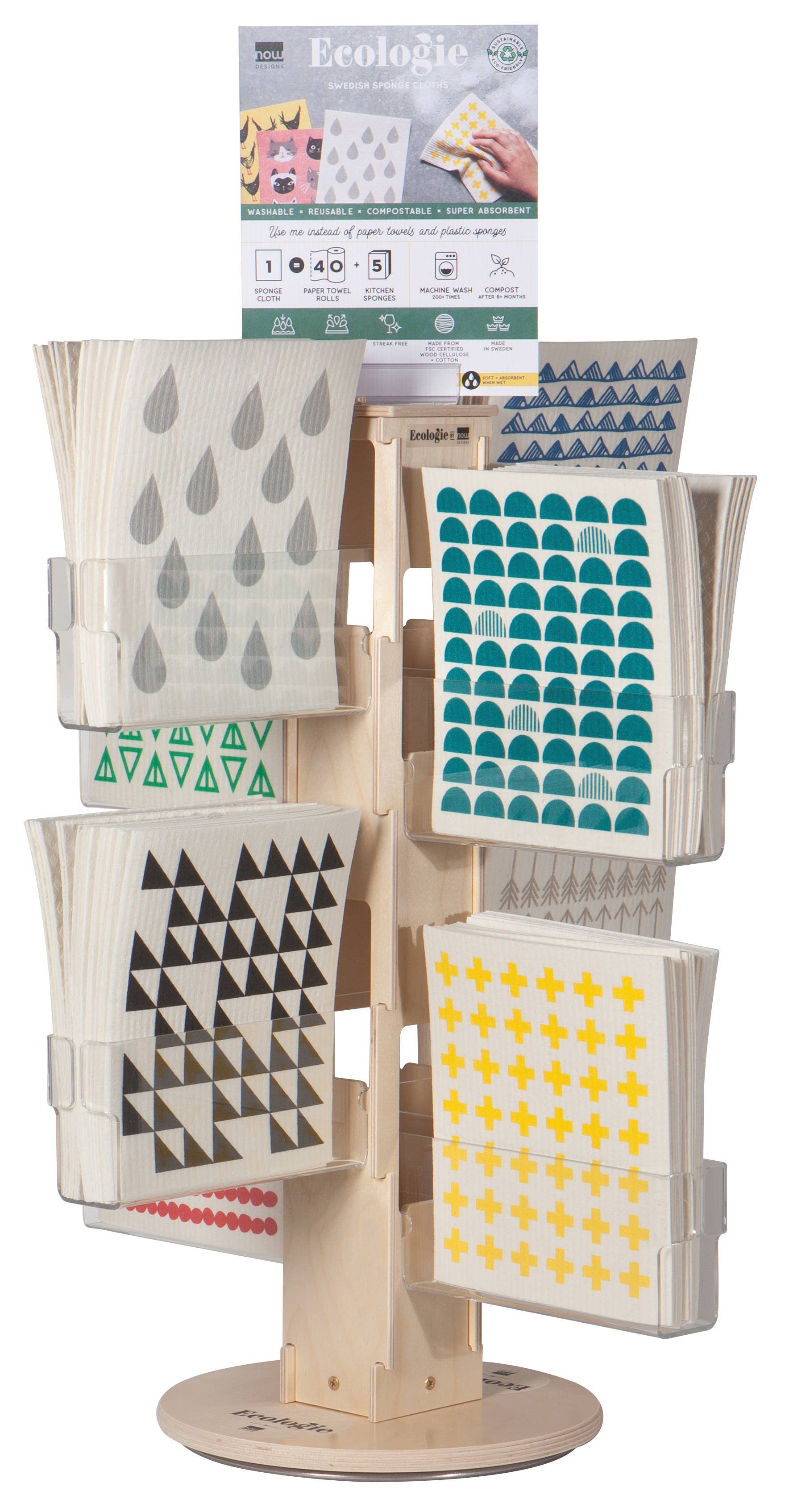 Ecologie - Wholesale Dishcloth - Swedish Dishcloth Counter Display DISHCLOTHS SOLD SEPARATELY2