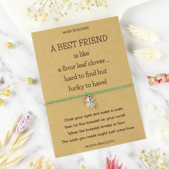 Best Friend Clover Charm Wish Bracelet and other Purchase Wholesale wish strings. Free Returns & Net 60 Terms on Faire trending on Faire.