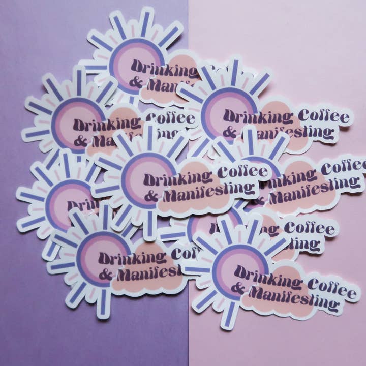 Hello Sourdough - Wholesale Sticker - Drinking Coffee & Manifesting Sticker1