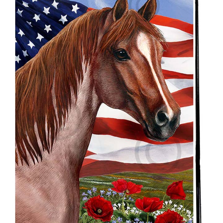 Pet Gifts USA, LLC – Großhandel Flagge – Quarter Horse Strawberry Roan - Patriotischer Blumengarten...