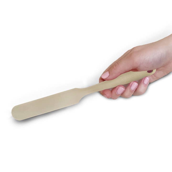 Spatule à grattoir mince en silicone monobloc à manche long, ivoire pour la vente par Butterie