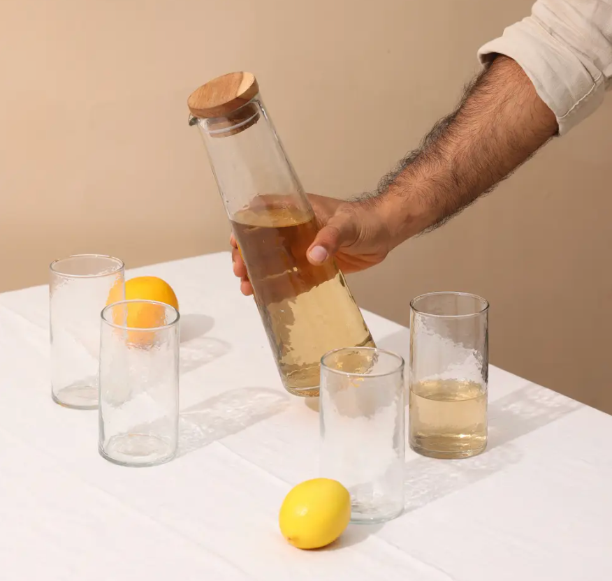 Casa Amarosa - Wholesale Carafe - Handcrafted Hammered Glass Carafe2