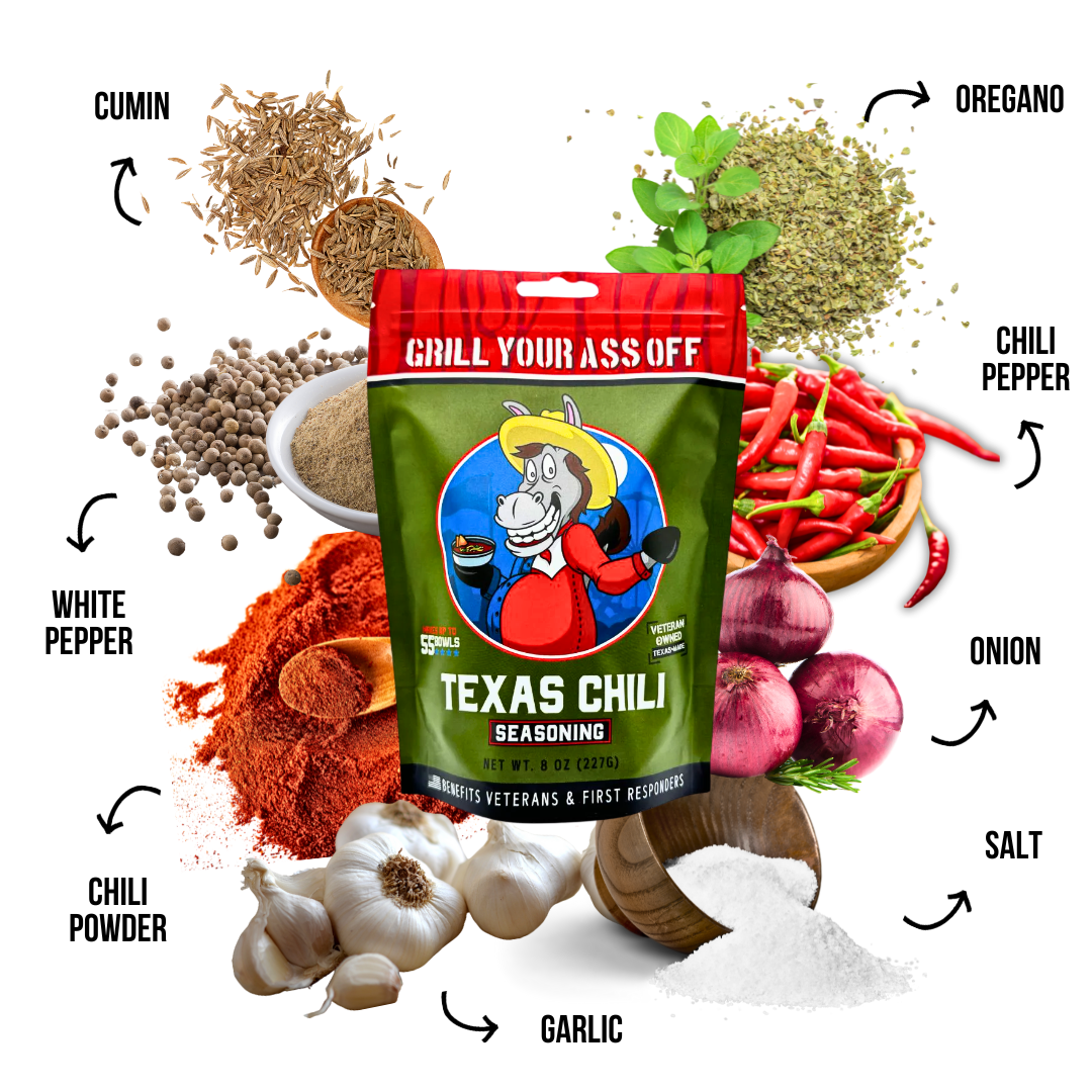 Grill Your Ass Off - Spices, Rubs, Seasonings, Sauces, Jerky - Wholesale Dried Spice Mix - Texas Chili-Classic Texas Chili Blend for Stews, Tacos & BBQ1